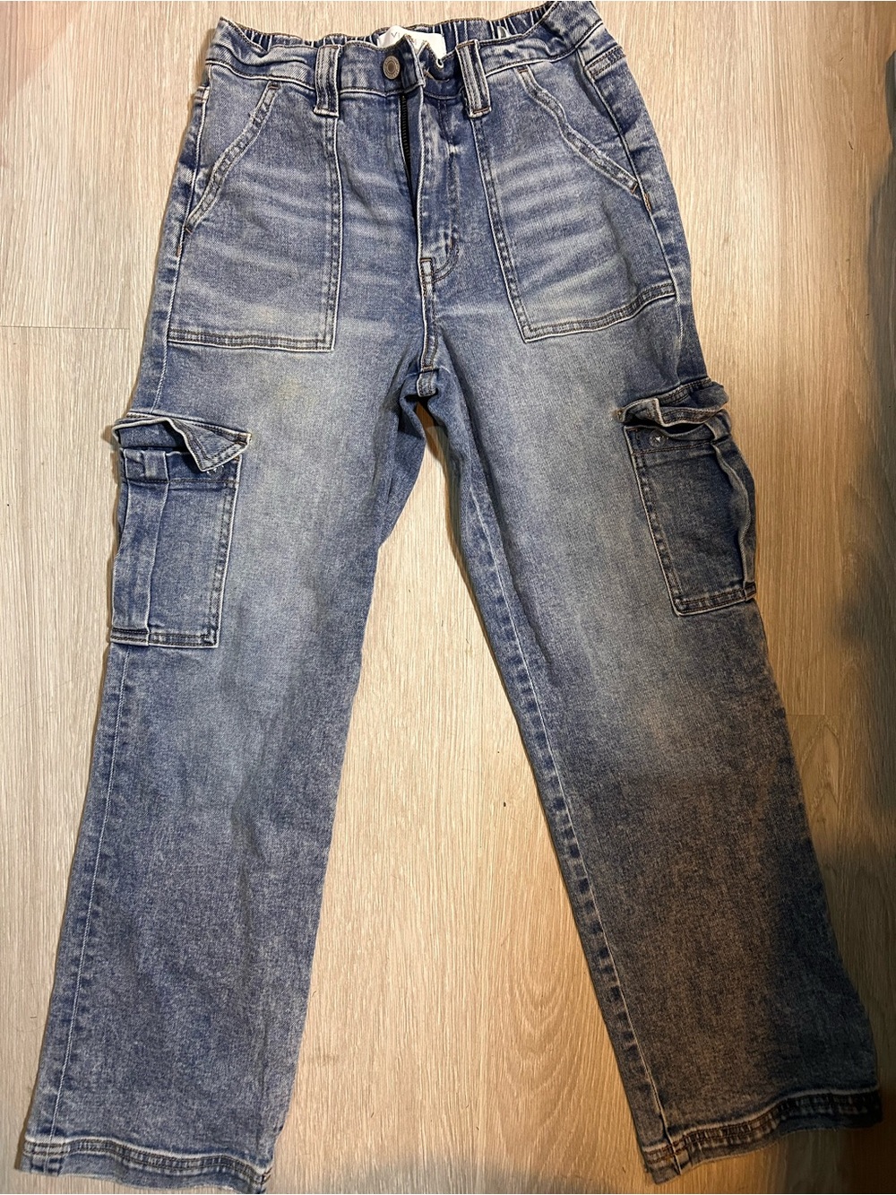 Vervet size 25 Washed Blue Wide-Leg Cargo Jeans